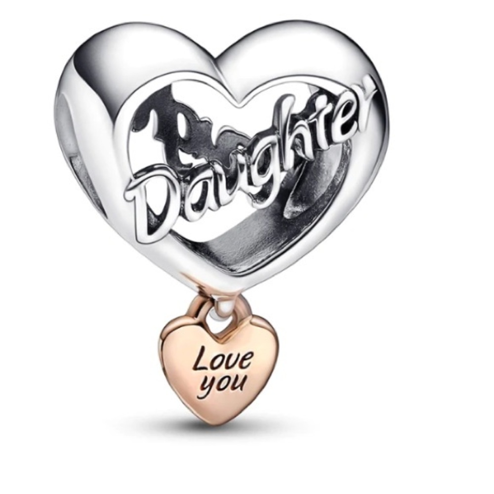 Silver and Rose Gold Heart Charm